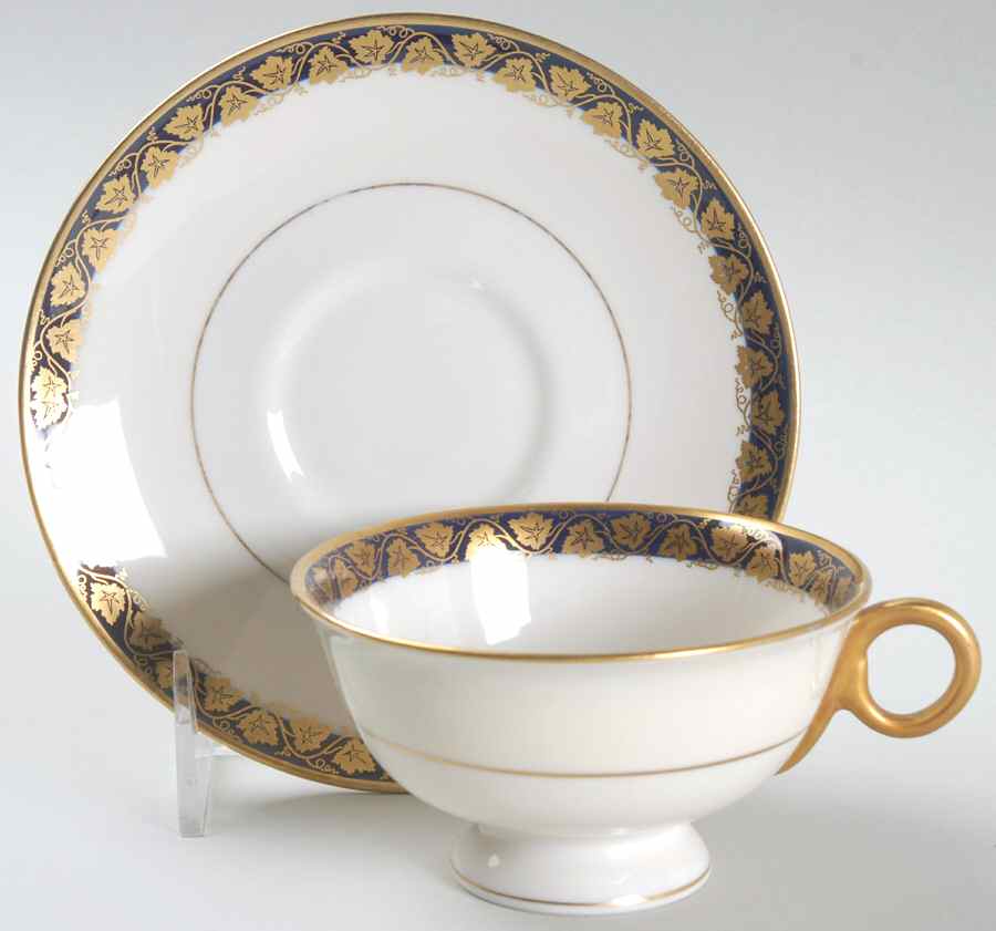 Oakmont Cobalt Blue Footed Cup & Saucer Set by Haviland-1