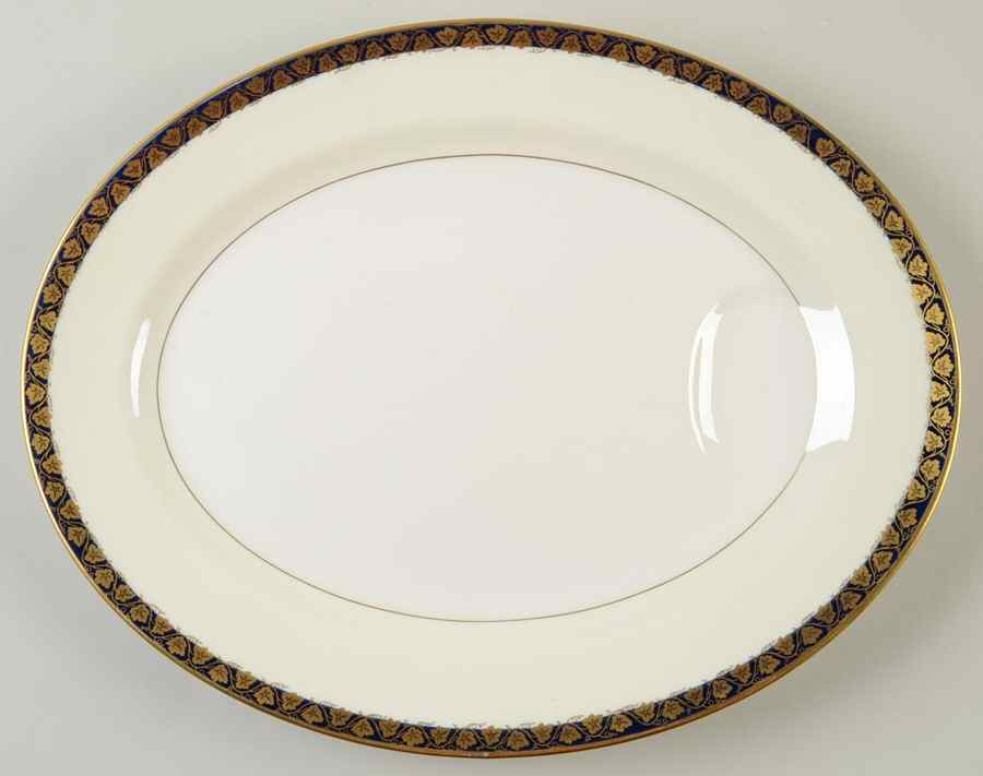 Oakmont Cobalt Blue 14" Oval Serving Platter by Haviland-1