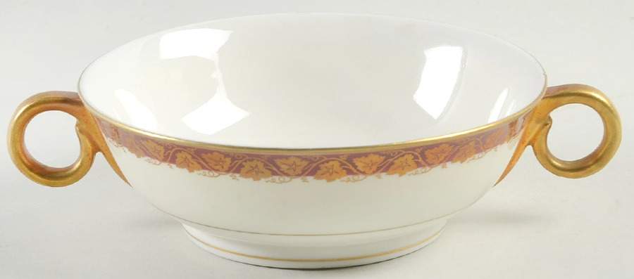 Oakmont Maroon Footed Cream Soup Bowl by Haviland-1