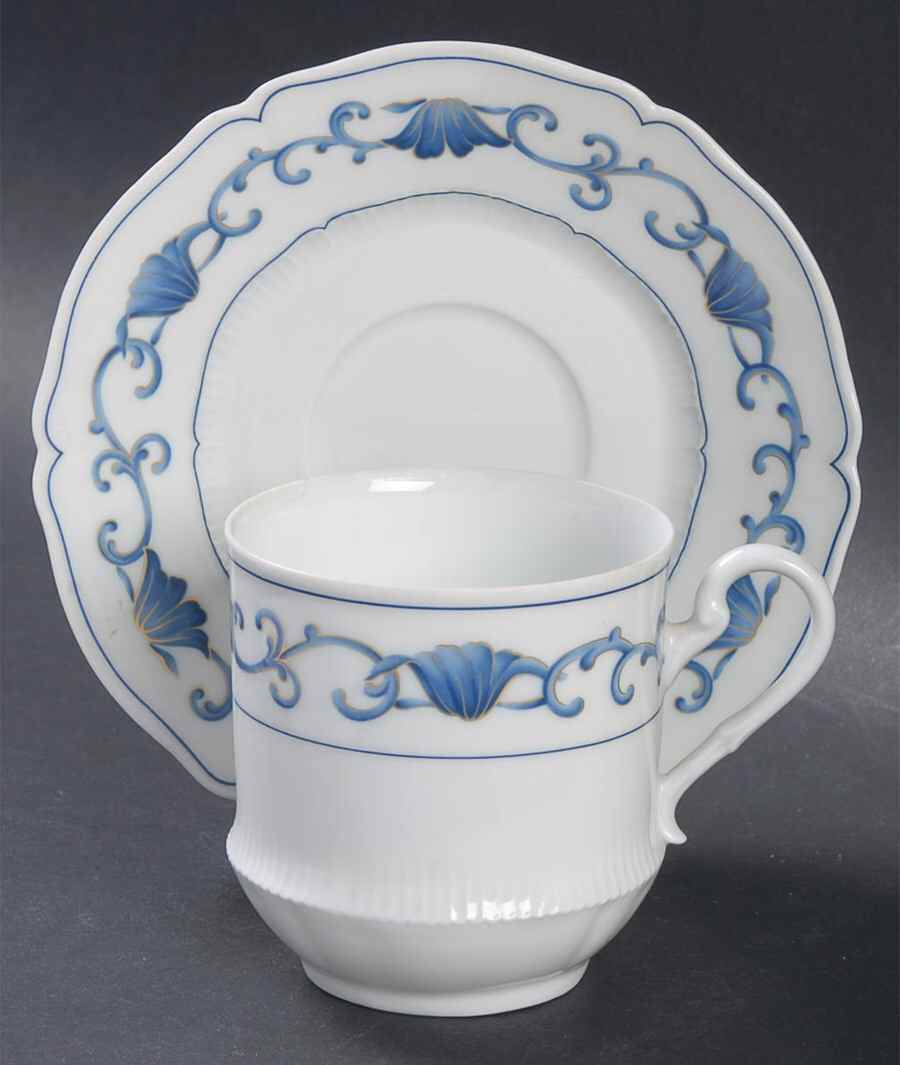 Oasis Blue Flat Cup & Saucer Set by Haviland-1