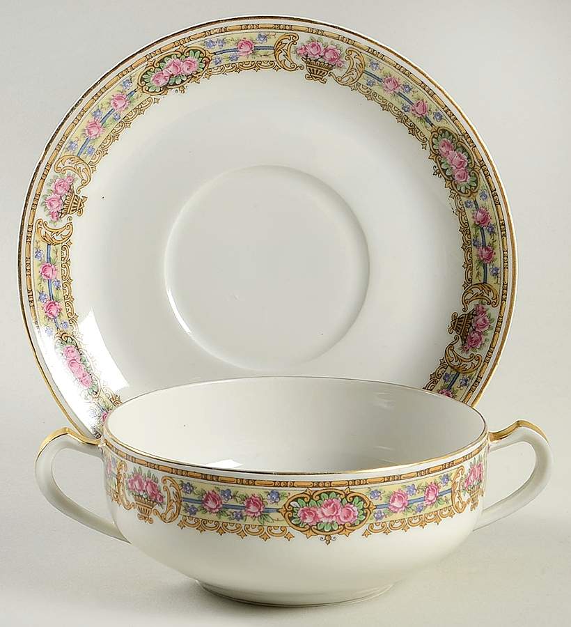 Ontario Flat Cream Soup Bowl & Saucer Set by Haviland-1