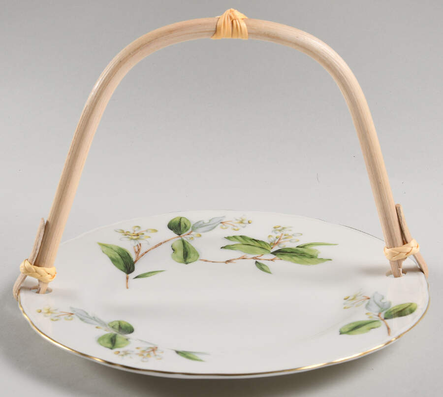Orange Blossom 5 3/8"-5 5/8" Bamboo Handled Serving Plate  HC by Haviland-1