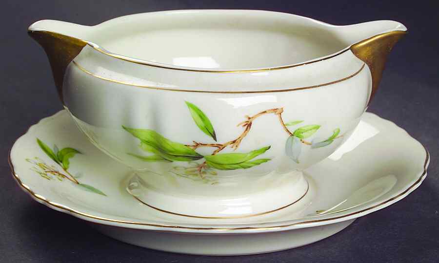 Orange Blossom Gravy Boat with Attached Underplate by Haviland-1