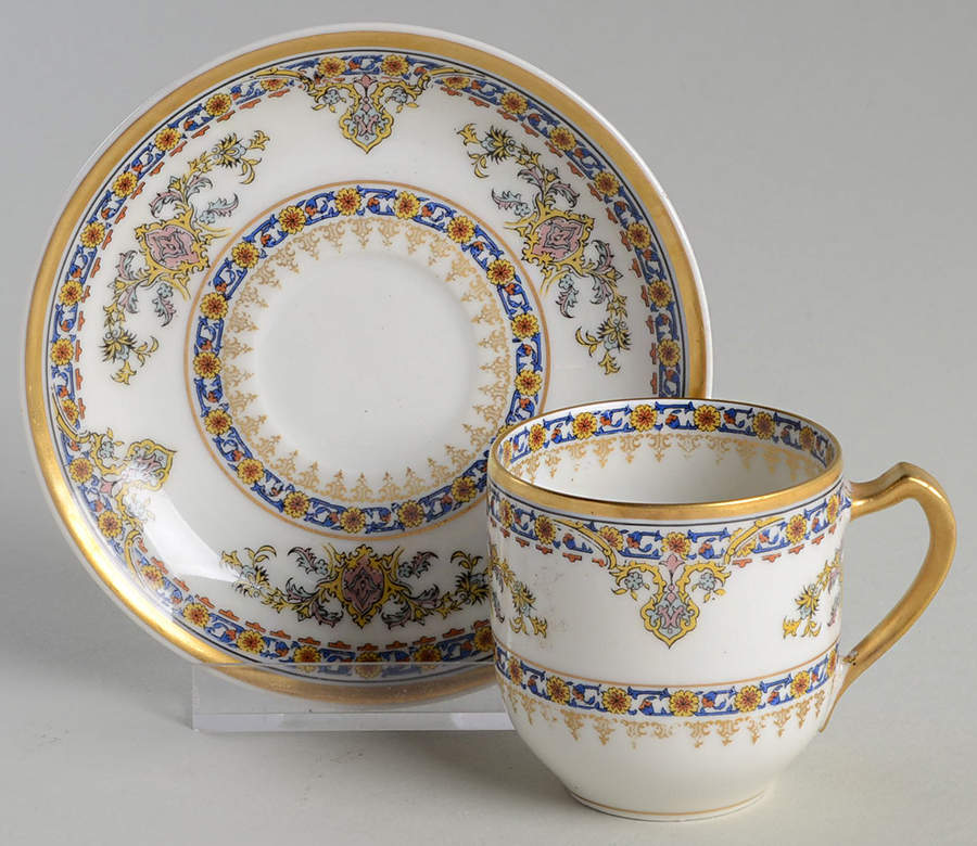Oriental Flat Demitasse Cup & Saucer Set by Haviland-1