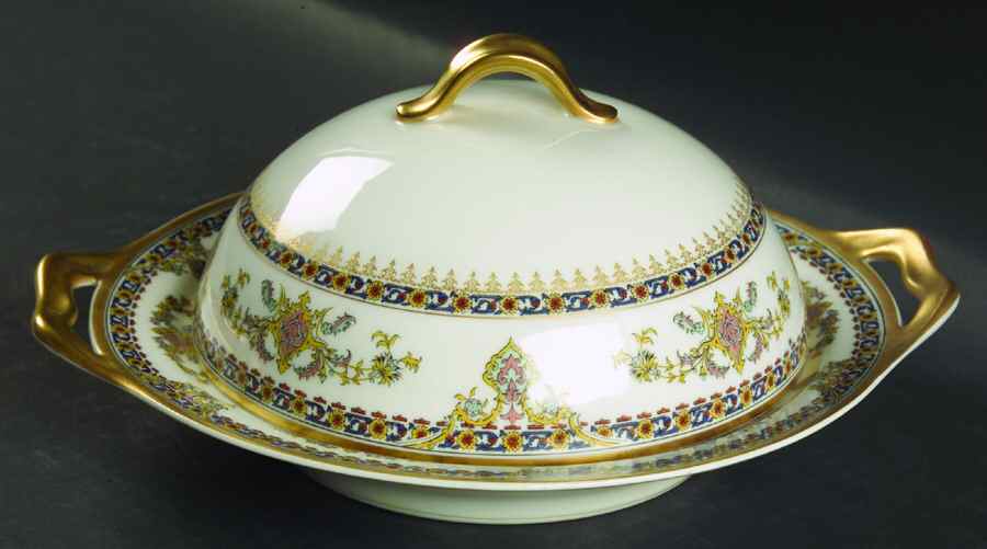 Oriental Round Covered Butter with Strainer by Haviland-1