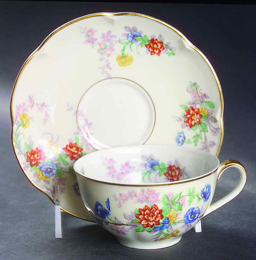 Orleans (Floral) Flat Cup & Saucer Set by Haviland-1