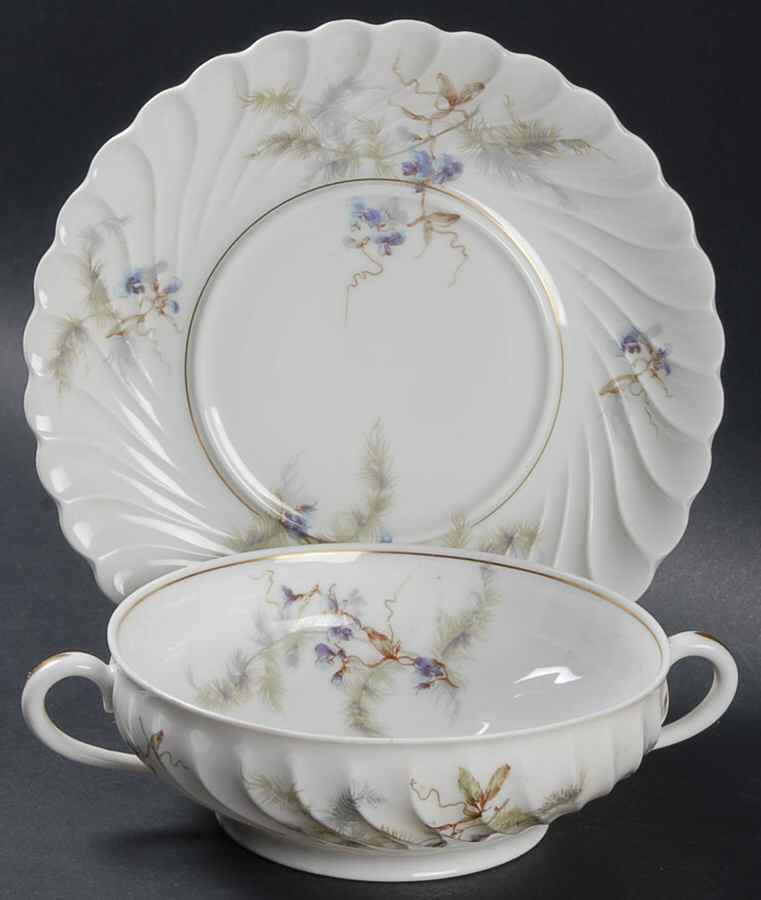 Orsay Flat Cream Soup Bowl & Saucer Set by Haviland-1