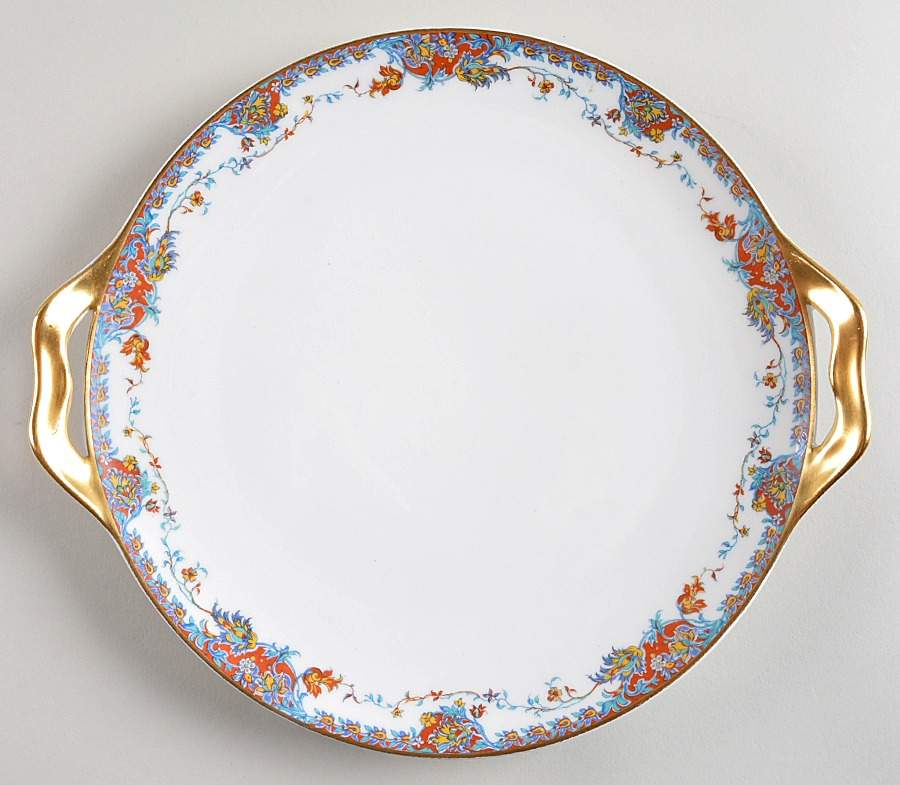 Paisley  Handled Cake Plate by Haviland-1