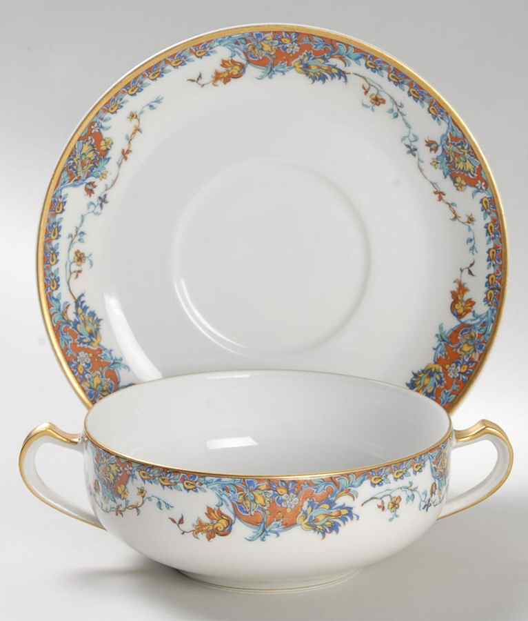 Paisley  Flat Cream Soup Bowl & Saucer Set by Haviland-1