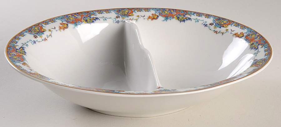 Paisley  10" Oval Divided Vegetable Bowl by Haviland-1