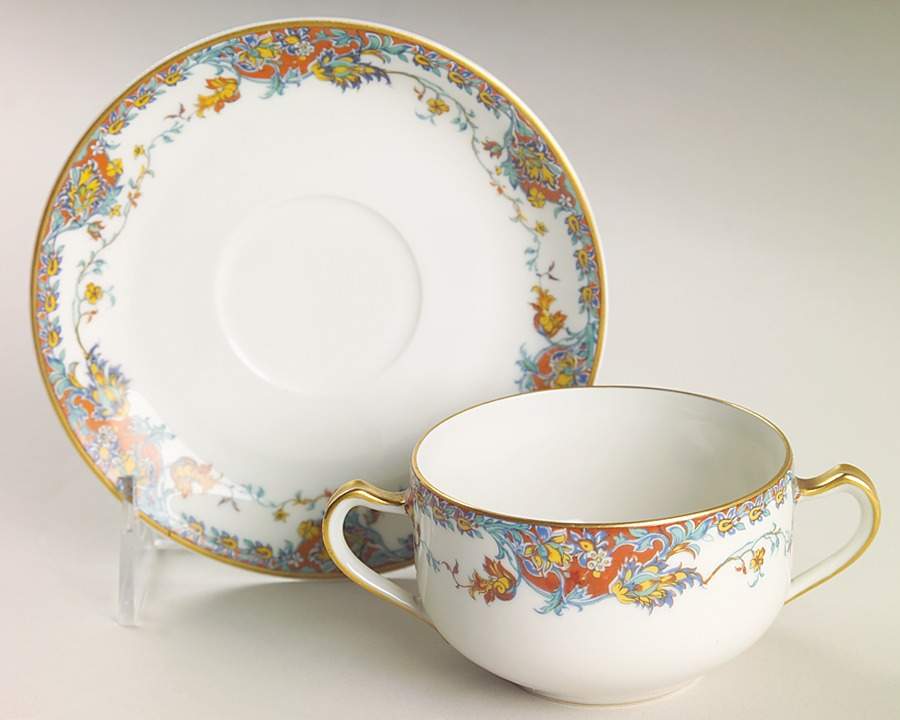 Paisley  Flat Bouillon Cup & Saucer by Haviland-1