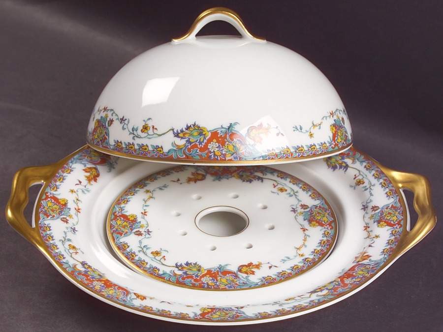 Paisley  Round Covered Butter with Strainer by Haviland-1