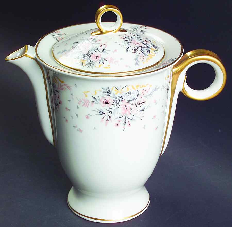 Paisley (Pink & Grey) Coffee Pot & Lid by Haviland-1