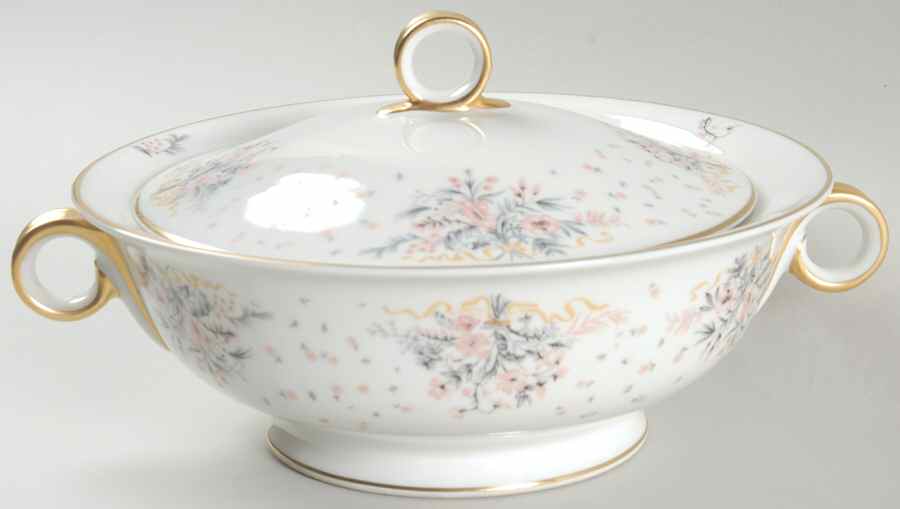 Paisley (Pink & Grey) Round Covered Vegetable by Haviland-1
