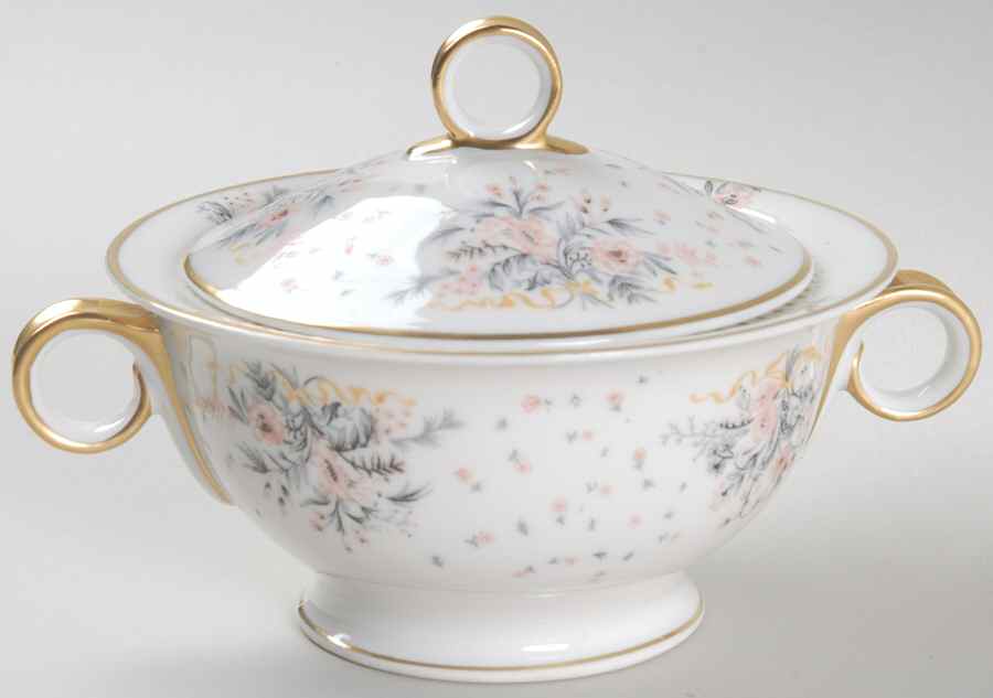 Paisley (Pink & Grey) Sugar Bowl & Lid by Haviland-1