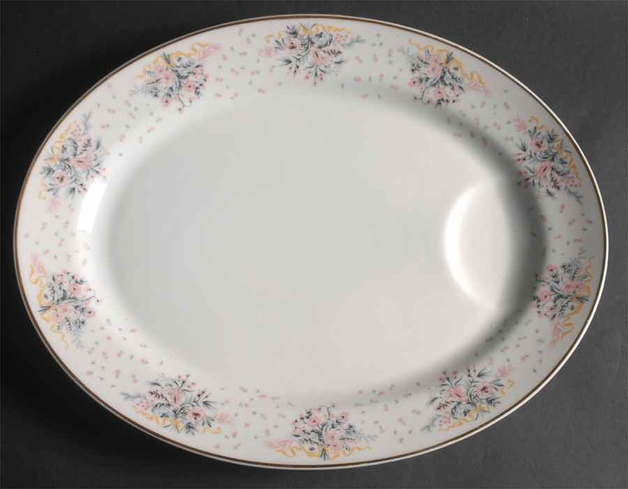 Paisley (Pink & Grey) 15" Oval Serving Platter by Haviland-1