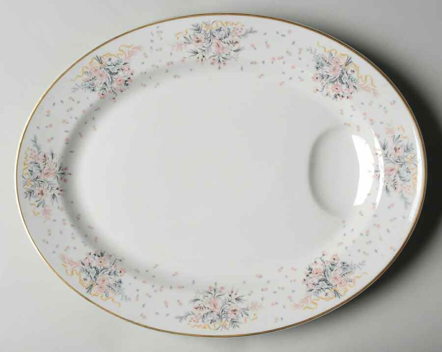 Paisley (Pink & Grey) 13" Oval Serving Platter by Haviland-1