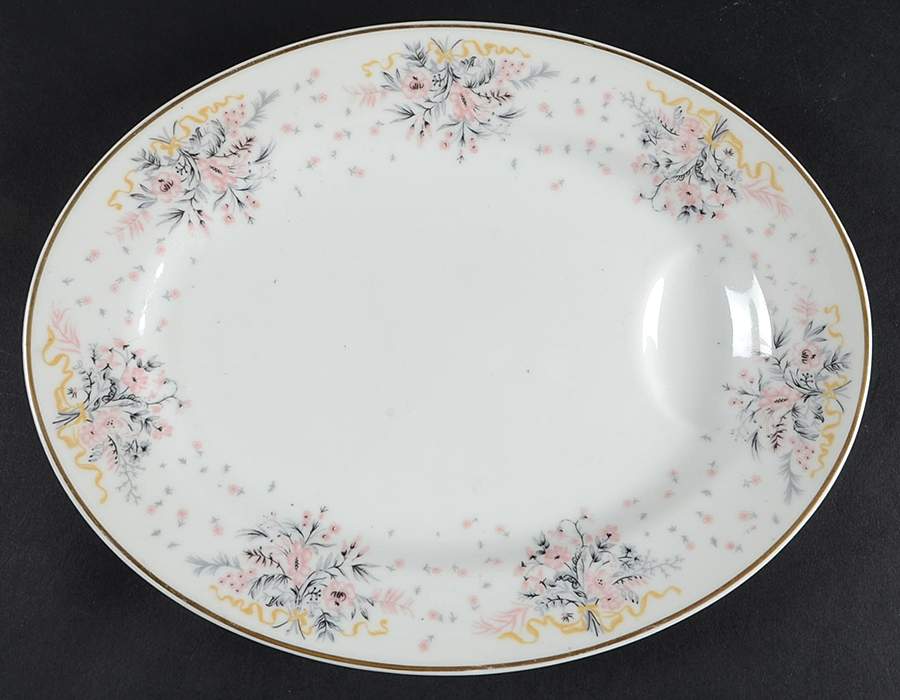 Paisley (Pink & Grey) 11" Oval Serving Platter by Haviland-1
