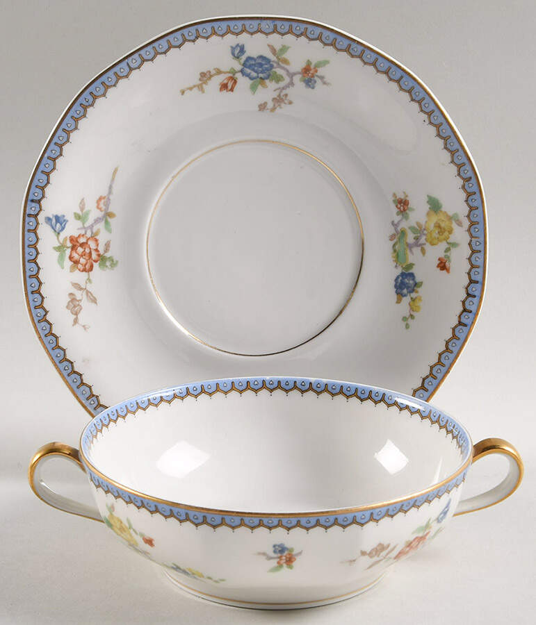 Paradise Flat Cream Soup Bowl & Saucer Set by Haviland-1