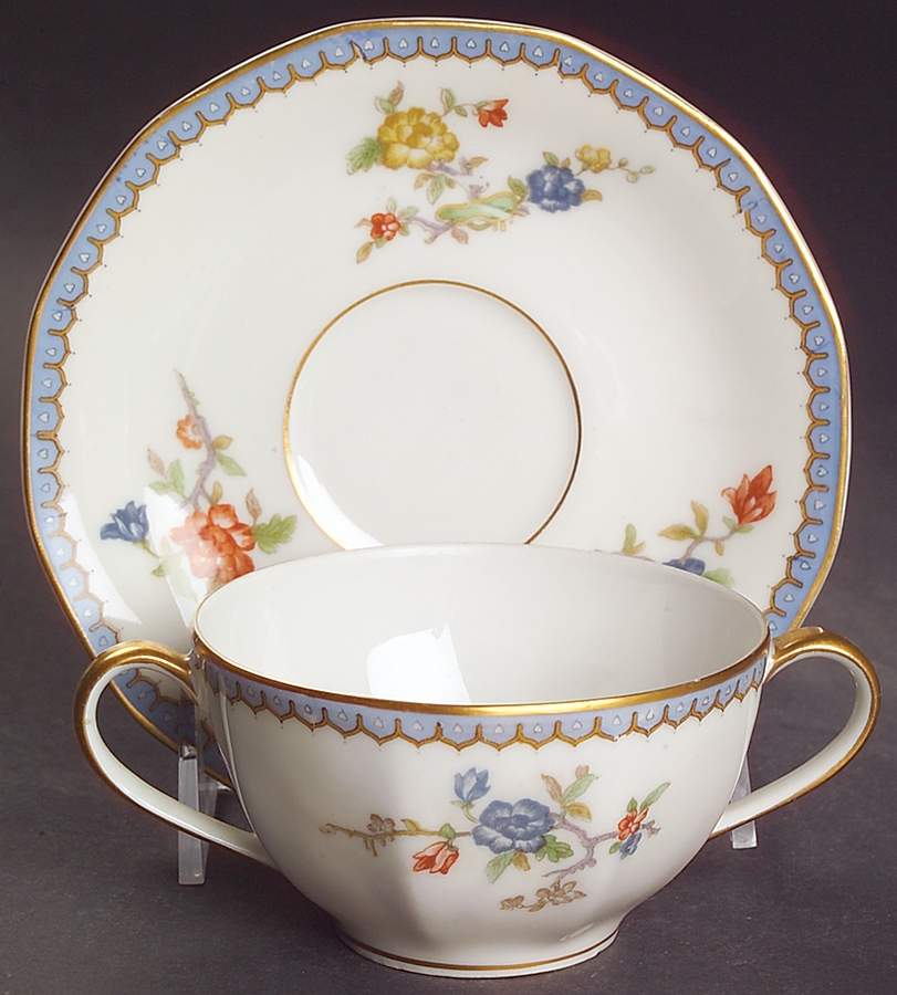 Paradise Flat Bouillon Cup & Saucer by Haviland-1