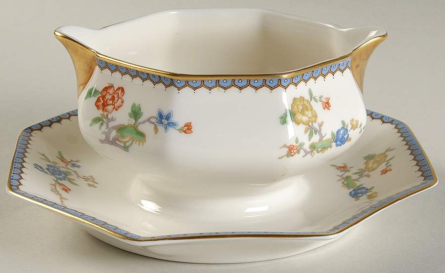 Paradise Gravy Boat with Attached Underplate by Haviland-1
