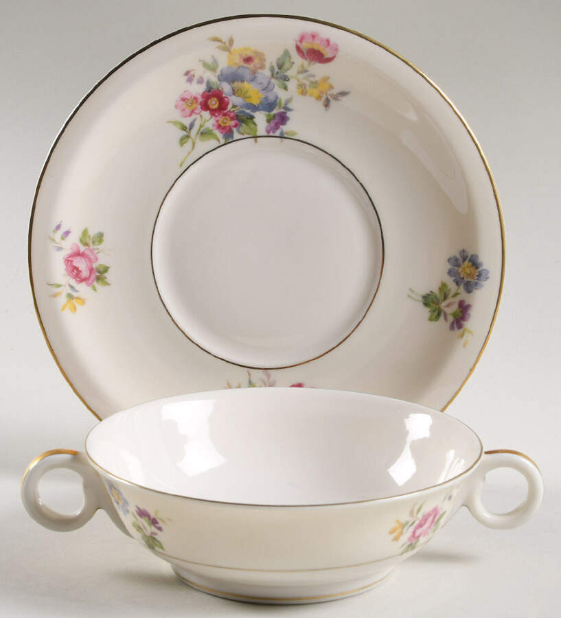 Pasadena Footed Cream Soup Bowl & Saucer Set by Haviland-1