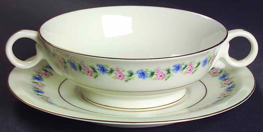 Pemberton Footed Cream Soup Bowl & Saucer Set by Haviland-1