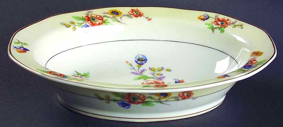 Peonies 9" Oval Vegetable Bowl by Haviland-1