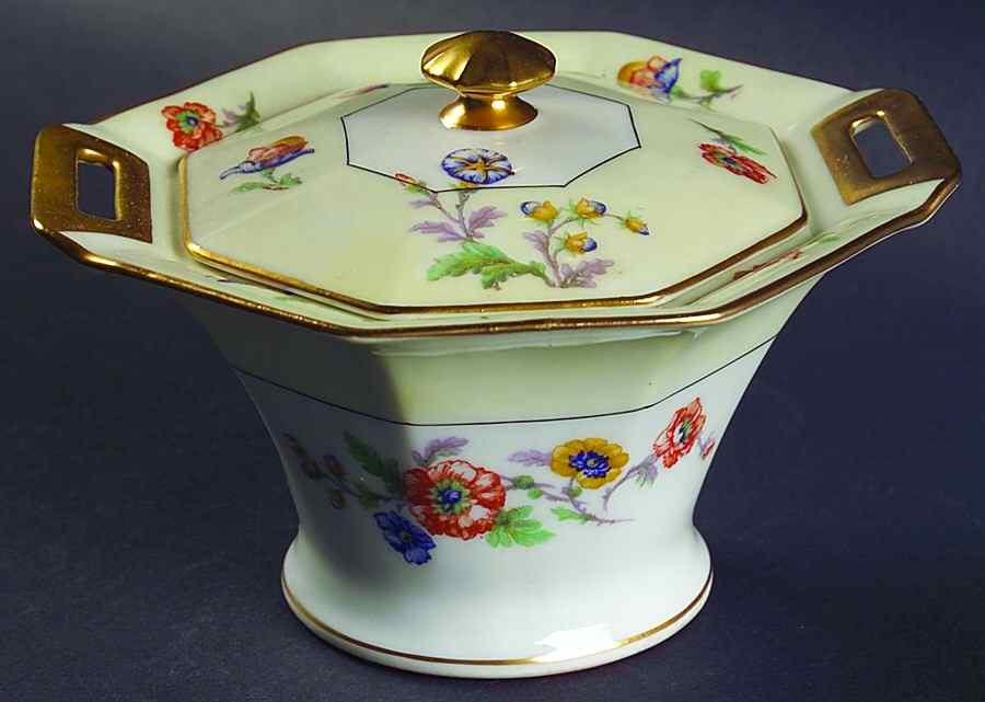 Peonies Sugar Bowl & Lid by Haviland-1