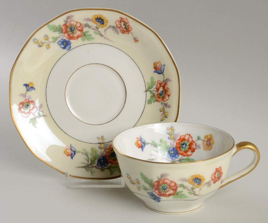 Peonies Flat Cup & Saucer Set by Haviland-1