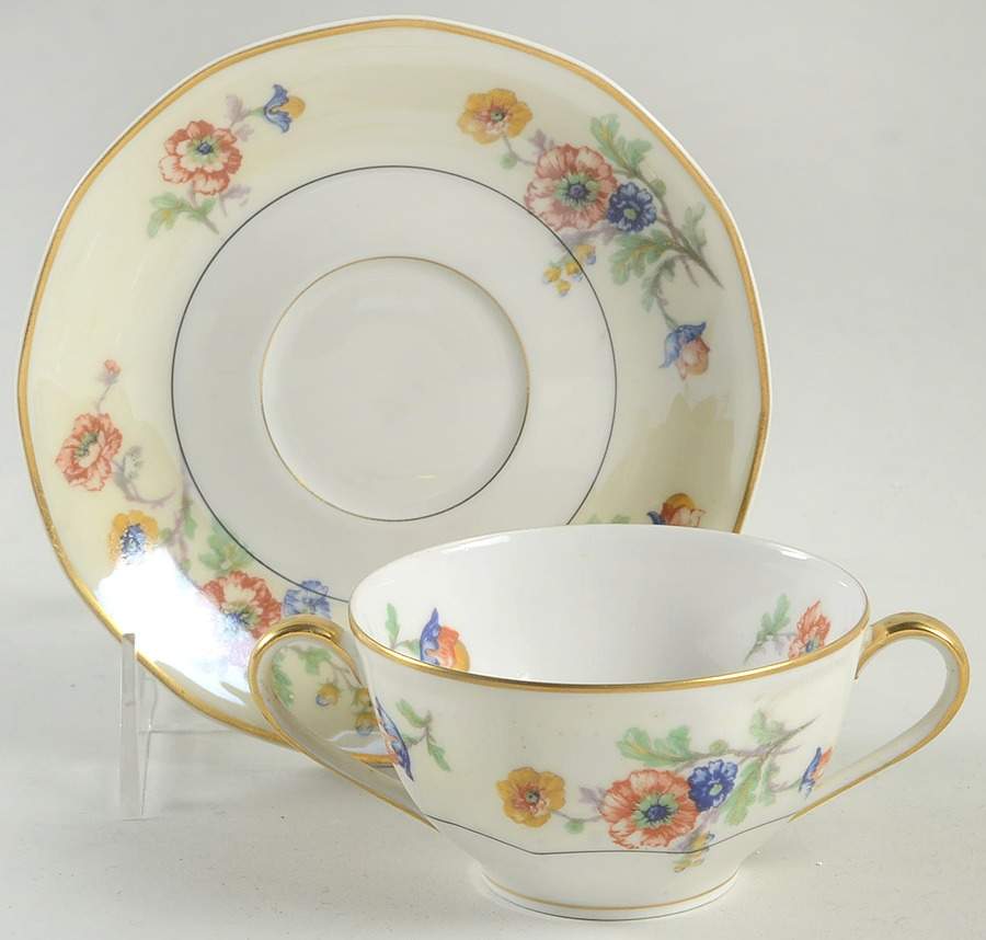 Peonies Flat Bouillon Cup & Saucer by Haviland-1