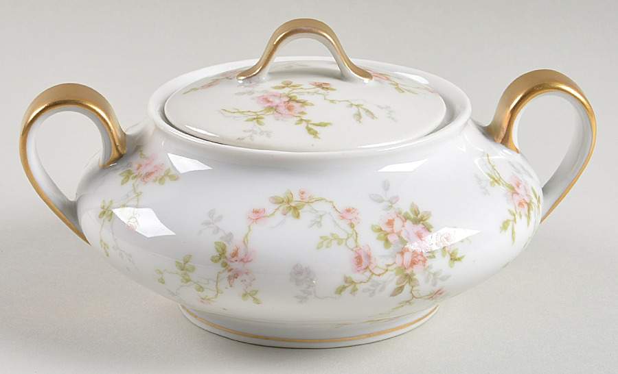Pink Spray Sugar Bowl & Lid by Haviland-1