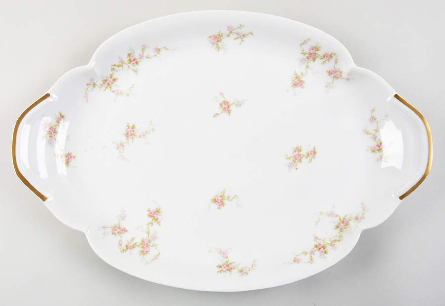 Pink Spray 16" Oval Handled Platter by Haviland-1