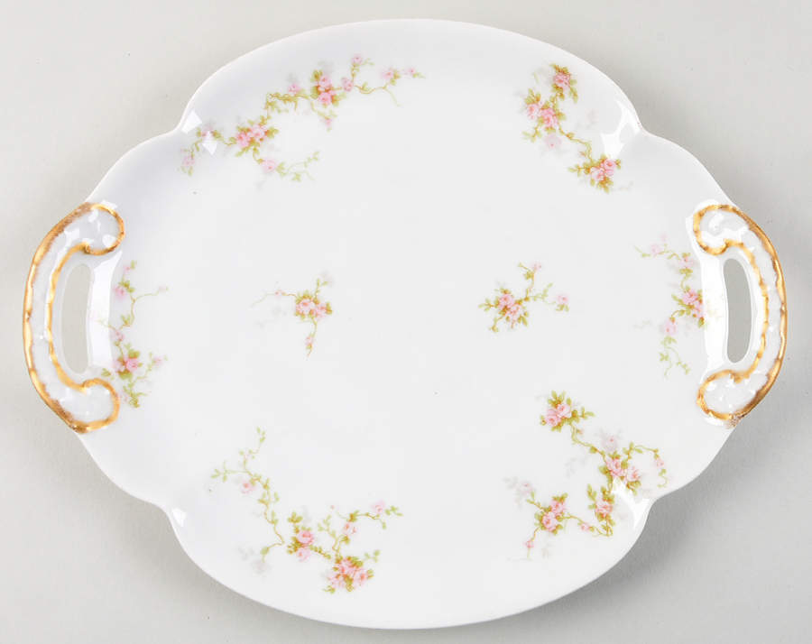 Pink Spray Handled Cake Plate by Haviland-1