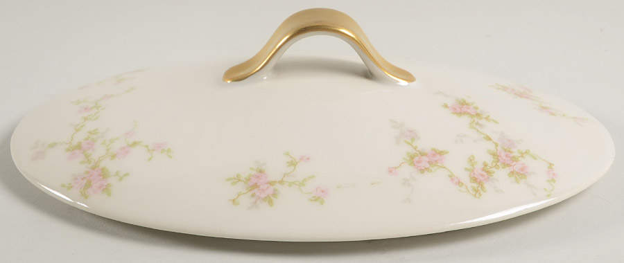 Pink Spray Lid for Oval Vegetable by Haviland-1