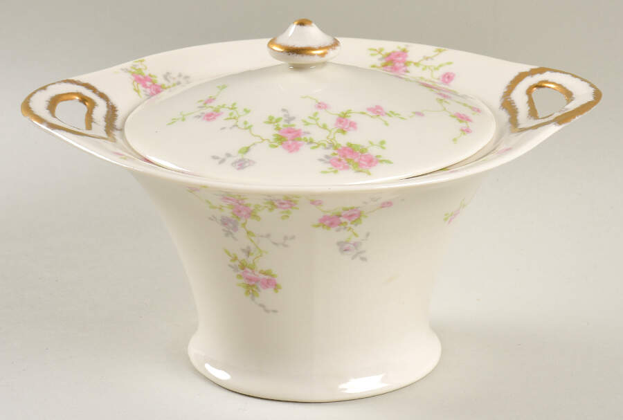 Pink Spray Sugar Bowl & Lid by Haviland-1