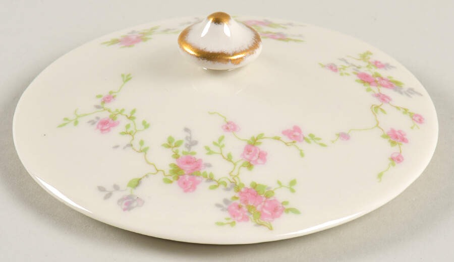 Pink Spray Lid for Sugar Bowl by Haviland-1