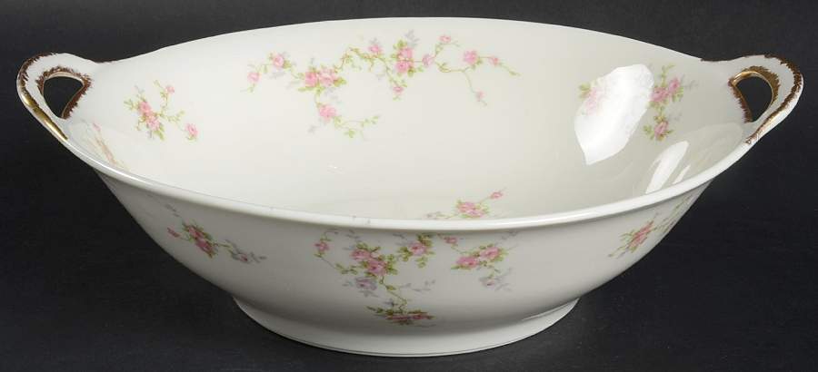 Pink Spray 10" Round Vegetable Bowl by Haviland-1