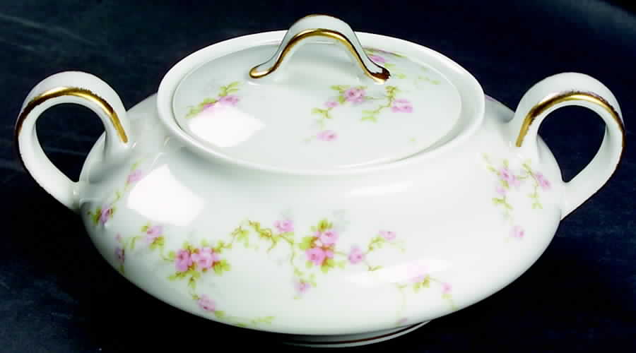 Pink Spray Sugar Bowl & Lid by Haviland-1