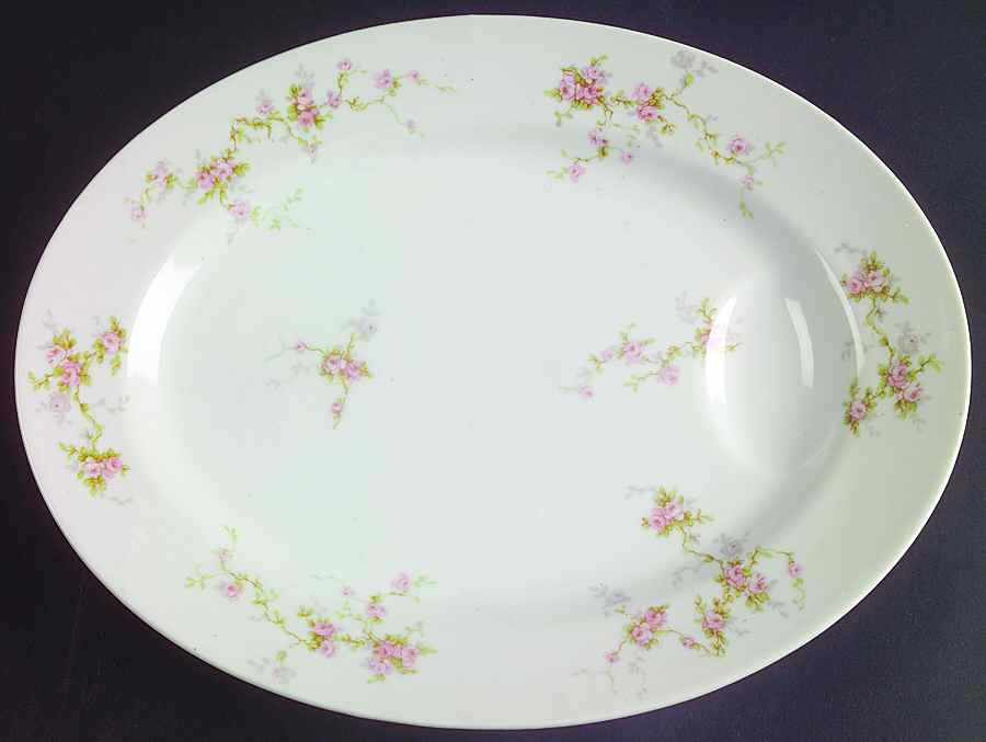 Pink Spray 11" Oval Serving Platter by Haviland-1