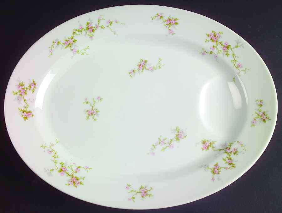 Pink Spray 13" Oval Serving Platter by Haviland-1