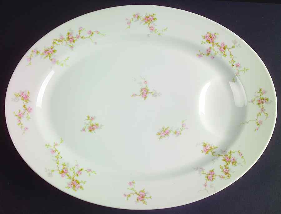 Pink Spray 15" Oval Serving Platter by Haviland-1