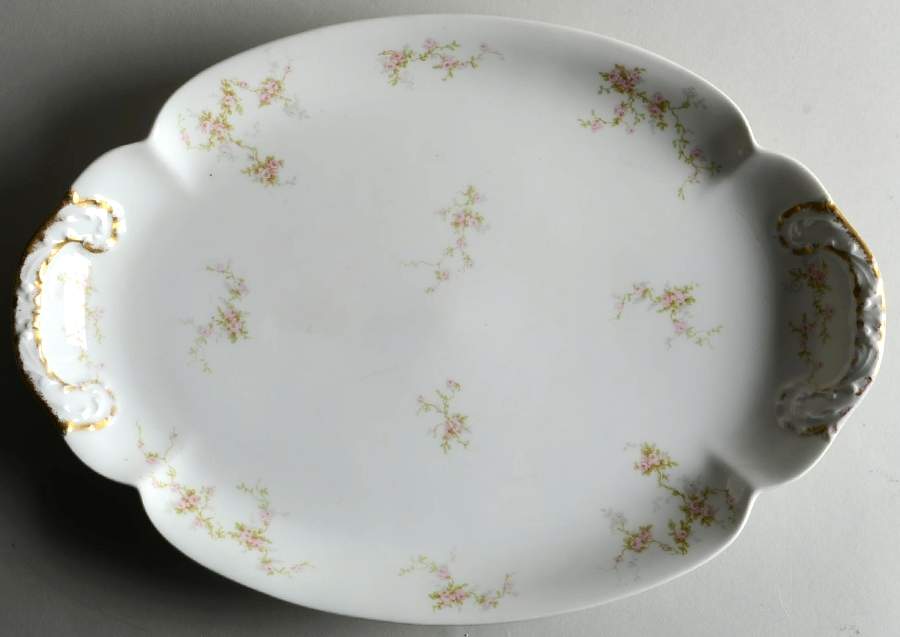 Pink Spray 16" Oval Serving Platter by Haviland-1