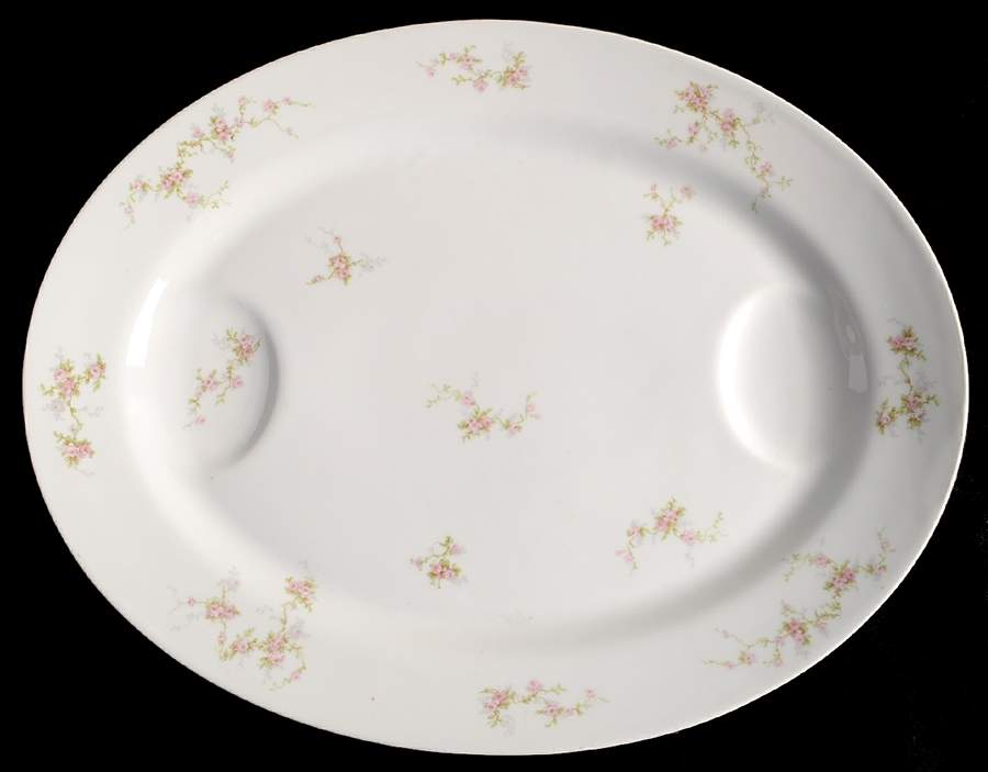 Pink Spray 18" Oval Serving Platter by Haviland-1