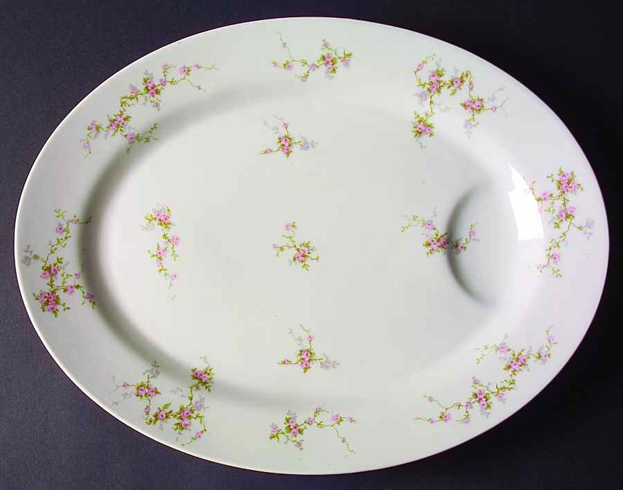 Pink Spray 16" Oval Serving Platter by Haviland-1