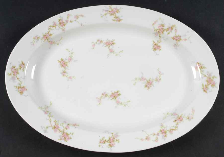 Pink Spray 14" Oval Serving Platter by Haviland-1