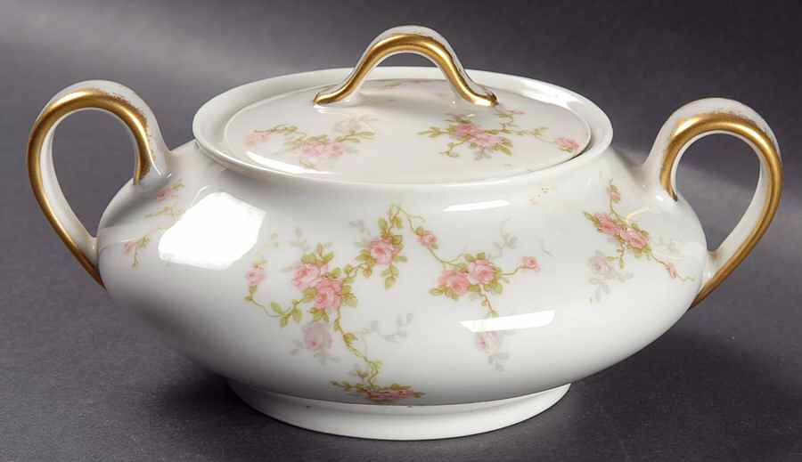 Pink Spray Sugar Bowl & Lid by Haviland-1