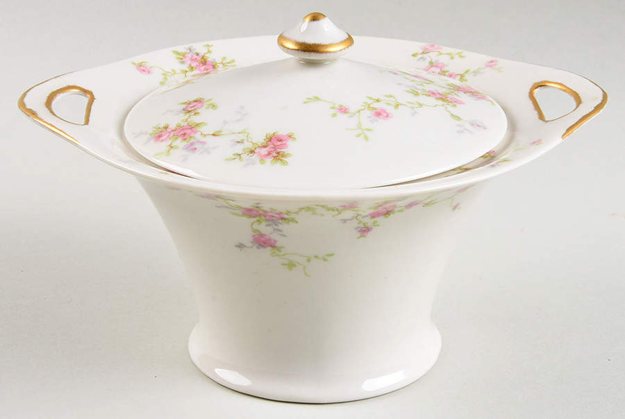 Pink Spray Sugar Bowl & Lid by Haviland-1