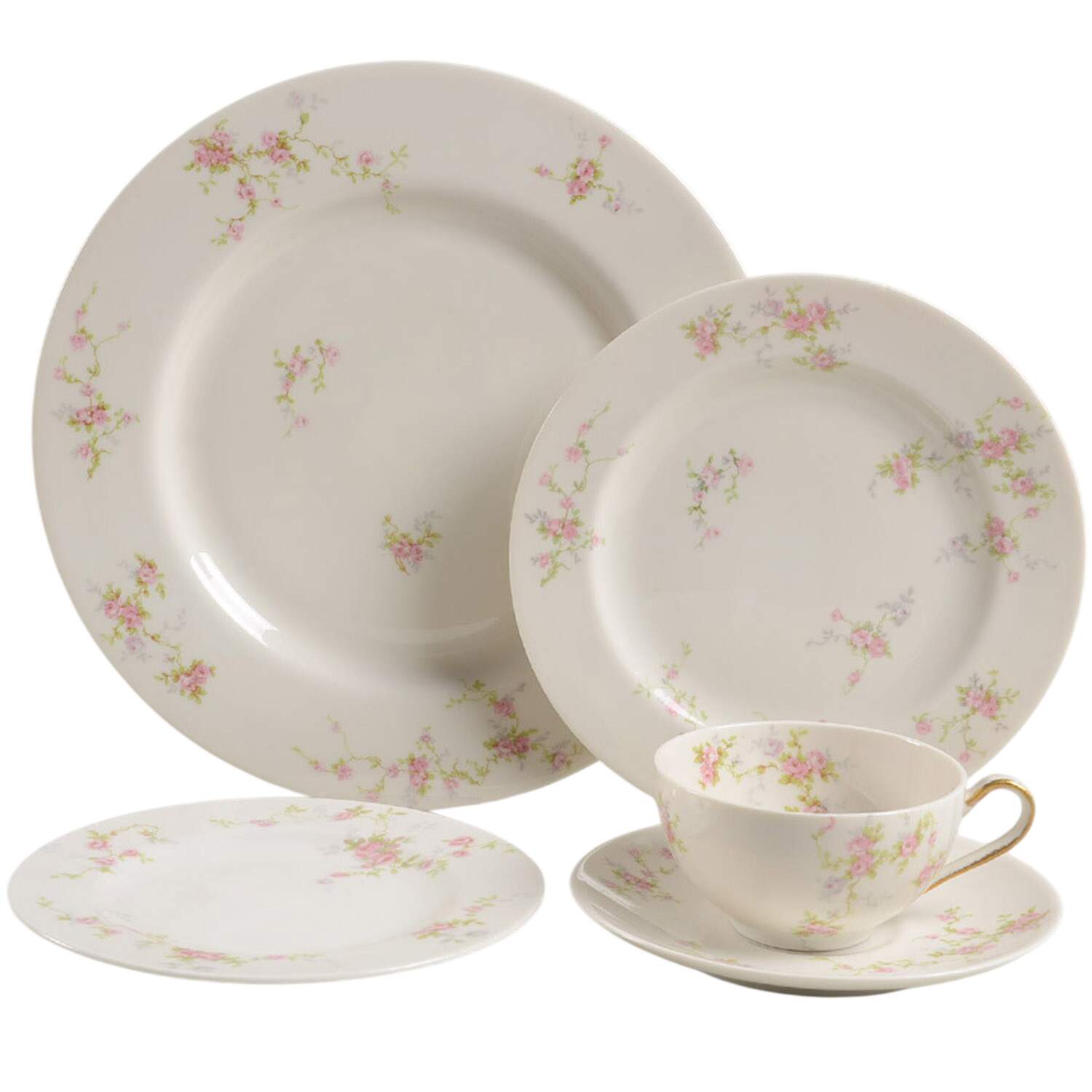 Pink Spray 40  Piece Estate Set by Haviland-1