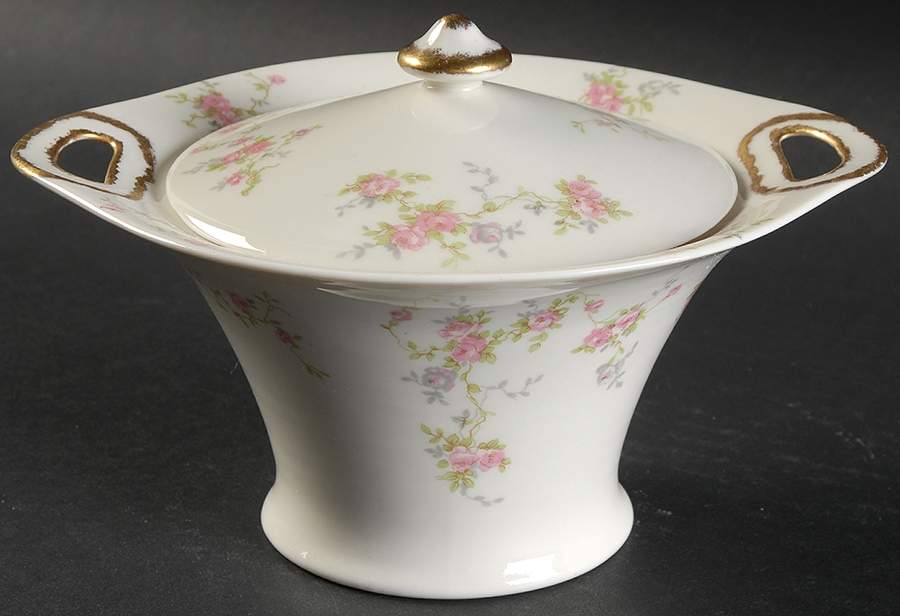 Pink Spray Sugar Bowl & Lid by Haviland-1